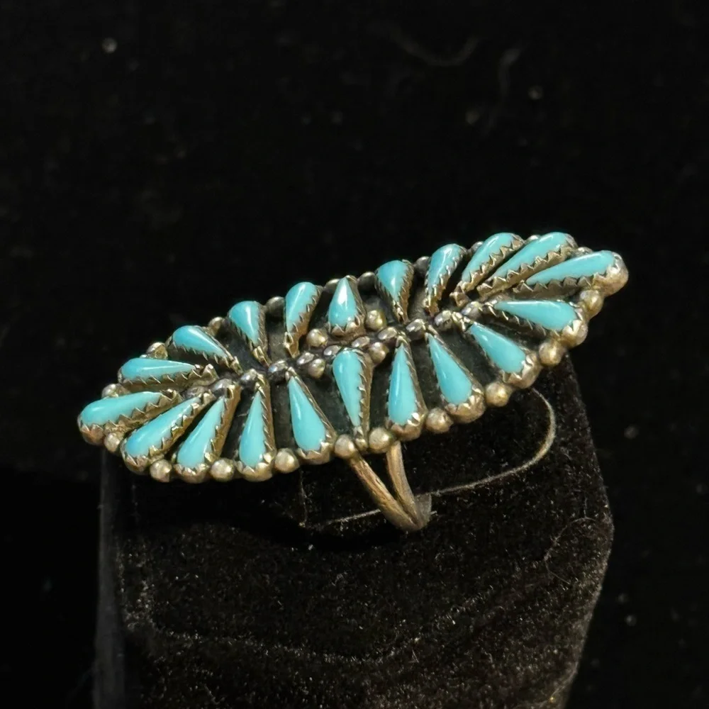 Vintage Native American Turquoise Sterling Silver Ring Size 6 (6)